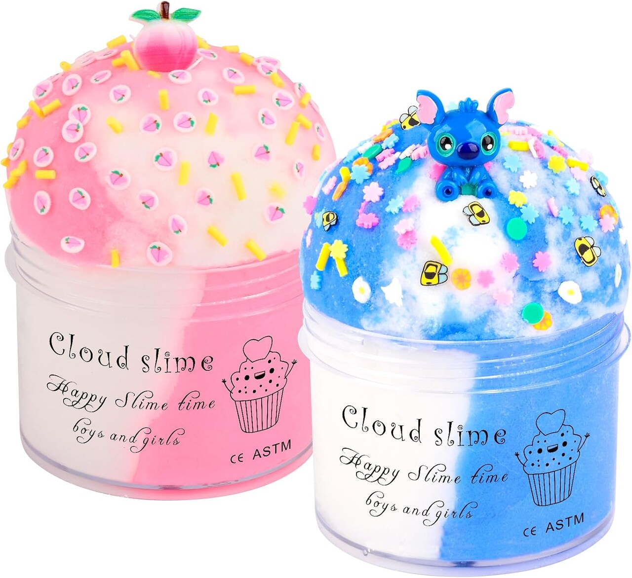 2 Pack Cloud Slime Kit with Blue Cake and Pink Charms (100ml)